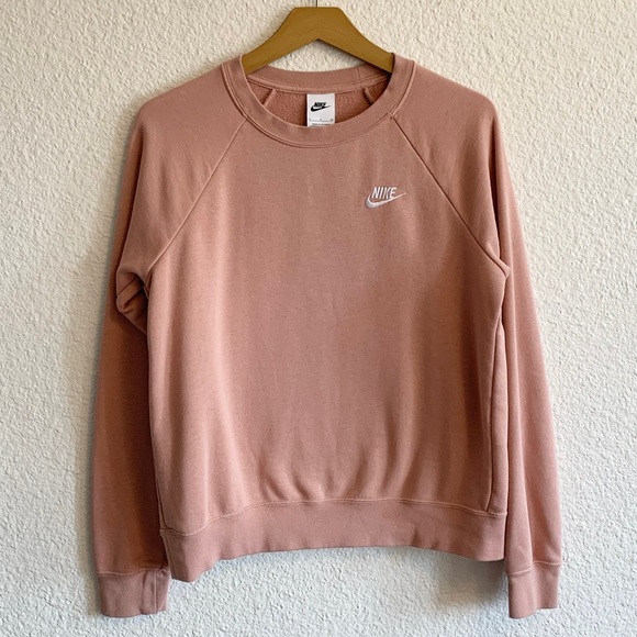 Nike Tops - Nike Crewneck Embroidered Swoosh Sweatshirt Peach Pink Women’s S